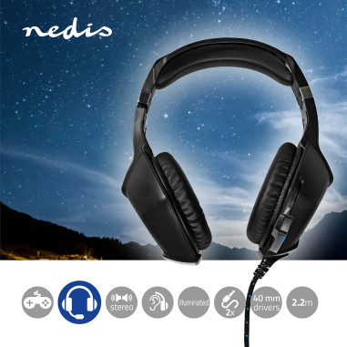 NEDIS Casque de jeu Tour d'oreille Stereo USB Type-A  Rabattable