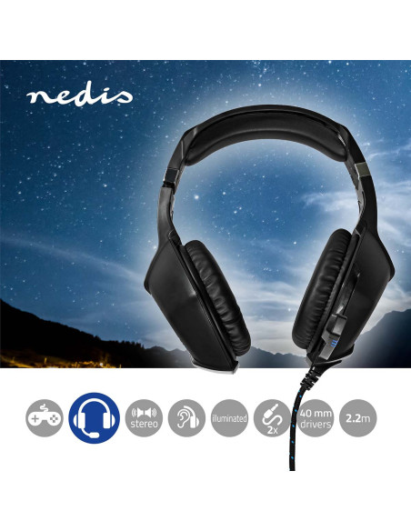 NEDIS Casque de jeu Tour d'oreille Stereo USB Type-A  Rabattable