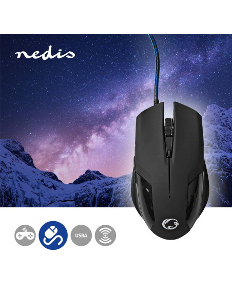 NEDIS Souris de jeu  Filaire  DPI: 1200 / 2400 / 4800 / 7200