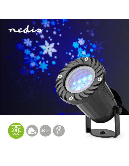 NEDIS Lumière Décorative Projecteur à LED pour Flocons De neige Intérieur Extérieur
