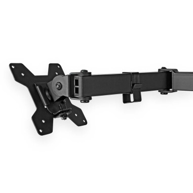 NEDIS Support de Moniteur Ergonomique Double Bras pour Écran Mobilité Intégrale Noir