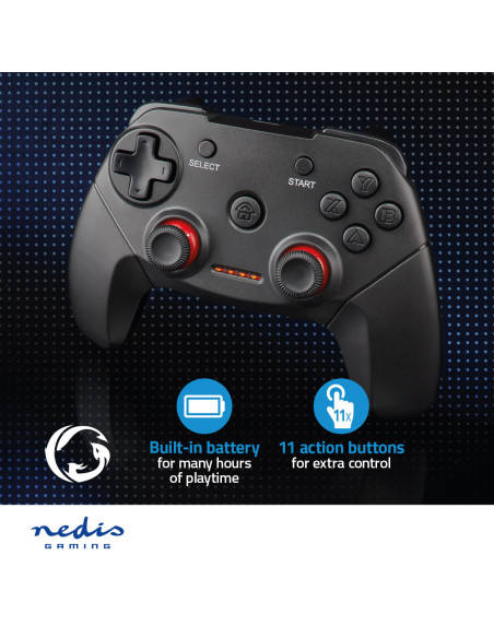 NEDIS Manette De Jeu Ergonomique Sans Fil Stick USB caoutchoutés