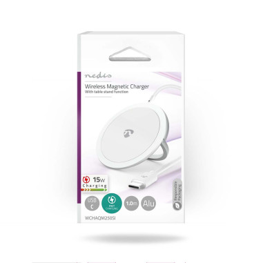 NEDIS Chargeur Sans Fil Support Blanc Charge Rapide