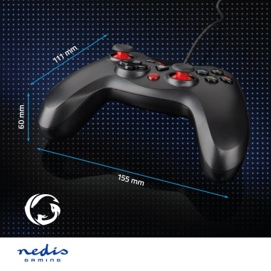 NEDIS Manette de Jeu Ergonomique Filaire Avec Câble USB Robuste