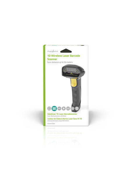NEDIS Lecteur de Codes-Barres Sans Fil Laser Linéaire 1D Alimenté Par Pile Ou Port USB
