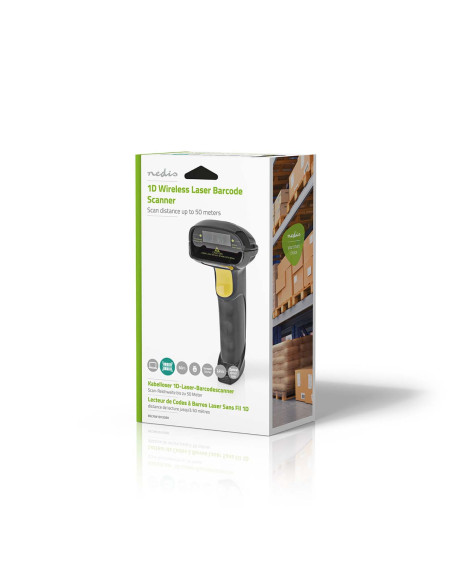 NEDIS Lecteur de Codes-Barres Sans Fil Laser Linéaire 1D Alimenté Par Pile Ou Port USB