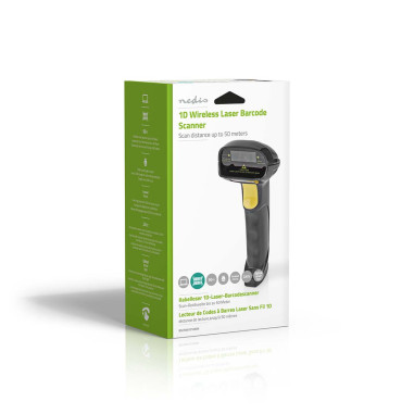 NEDIS Lecteur de Codes-Barres Sans Fil Laser Linéaire 1D Alimenté Par Pile Ou Port USB