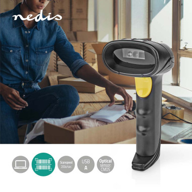 NEDIS Lecteur de Codes-Barres CMOS Filaire Linéaire 1D/2D/QR Port USB