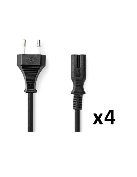 PACK 4X NEDIS Câble d'alimentation Euro Male IEC-320-C7 Droit Plaqué nickel