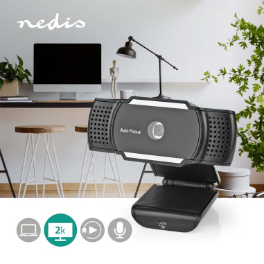 NEDIS Webcam Mise Au Point Automatique Microphone Intégré Noir