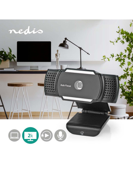 NEDIS Webcam Mise Au Point Automatique Microphone Intégré Noir