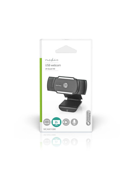 NEDIS Webcam Mise Au Point Automatique Microphone Intégré Noir
