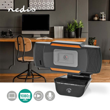 NEDIS Webcam Full HD Mise Au Point Fixe Microphone Intégré