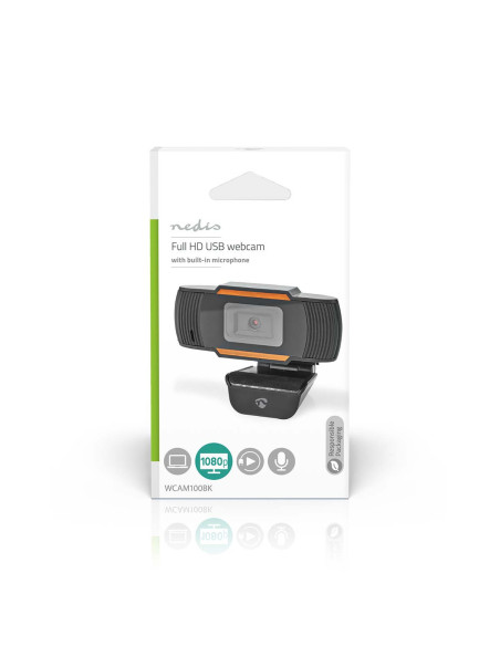 NEDIS Webcam Full HD Mise Au Point Fixe Microphone Intégré