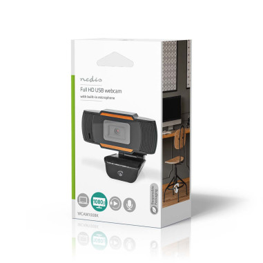 NEDIS Webcam Full HD Mise Au Point Fixe Microphone Intégré