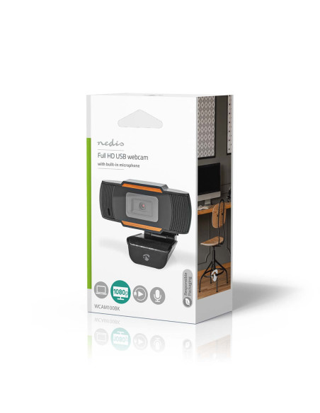 NEDIS Webcam Full HD Mise Au Point Fixe Microphone Intégré