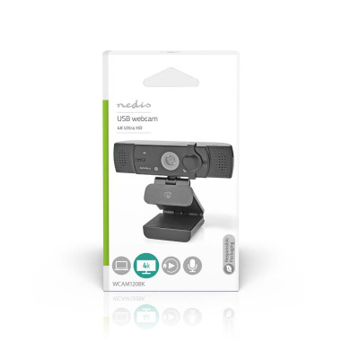 NEDIS Webcam Résolution 4K UHD Mise Au Point Automatique Microphone Intégré