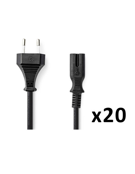 PACK 20X NEDIS Câble d'alimentation Euro Male IEC-320-C7 Droit Plaqué nickel