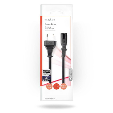 PACK 20X NEDIS Câble d'alimentation Euro Male IEC-320-C7 Droit Plaqué nickel
