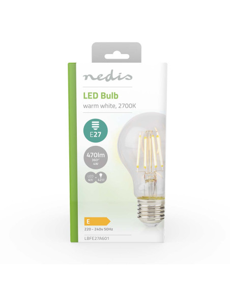 NEDIS Ampoule E27 4W 2700K Filaments LED Blanc Chaud