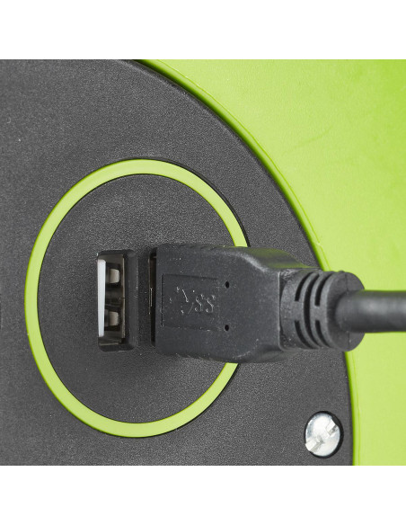 NEDIS Enrouleur Rallonge Câble 2 Ports de Charge USB 3 Prises de Courant Prise de Terre