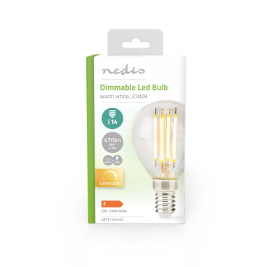 NEDIS Lampe LED Ampoule E14 G45 4.5W 470Im 2700K Variable Blanc Chaud