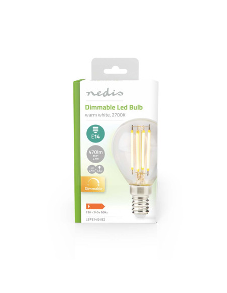 NEDIS Lampe LED Ampoule E14 G45 4.5W 470Im 2700K Variable Blanc Chaud