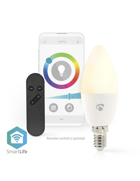 NEDIS Ampoule SmartLife Toute Couleur Wi-Fi E14 470lm 4.9W Blanc Chaud à Frais