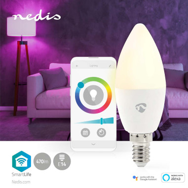 NEDIS Ampoule SmartLife Toute Couleur Wi-Fi E14 470lm 4.9W Blanc Chaud à Frais