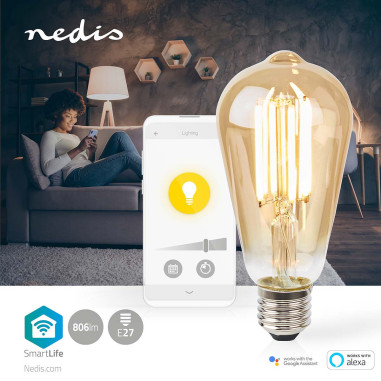 NEDIS Ampoule LED E27 SmartLife A Intensité Variable Wi-Fi IOS Android 7W Blanc