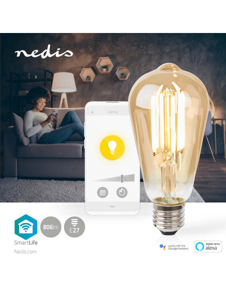 NEDIS Ampoule LED E27 SmartLife A Intensité Variable Wi-Fi IOS Android 7W Blanc