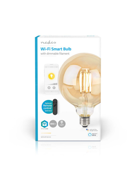 NEDIS LED SmartLife A Intensité Variable Wi-Fi Android IOS E27 7 W  Blanc Chaud