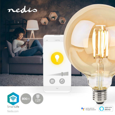 NEDIS LED SmartLife A Intensité Variable Wi-Fi Android IOS E27 7 W  Blanc Chaud