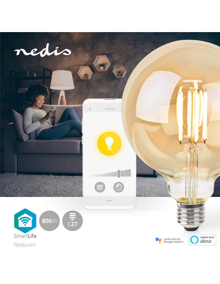 NEDIS LED SmartLife A Intensité Variable Wi-Fi Android IOS E27 7 W  Blanc Chaud