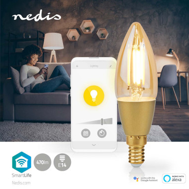 NEDIS LED SmartLife A Intensité Variable Wi-Fi E14  4.9 W  Blanc Chaud