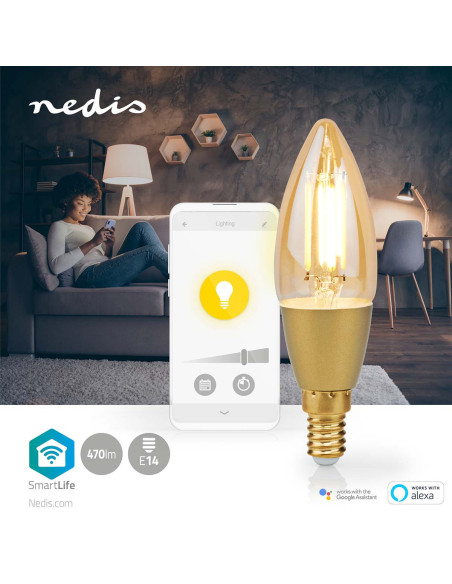 NEDIS LED SmartLife A Intensité Variable Wi-Fi E14  4.9 W  Blanc Chaud