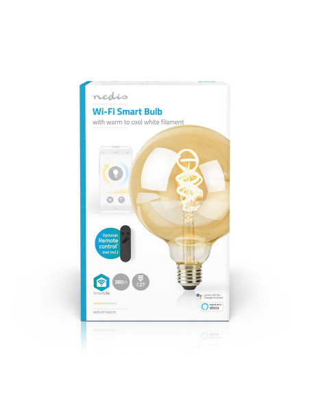 NEDIS LED SmartLife A Intensité Variable Wi-Fi E27 4.9 W Verre Globe Connecté