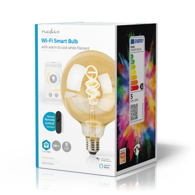 NEDIS LED SmartLife A Intensité Variable Wi-Fi E27 4.9 W Verre Globe Connecté