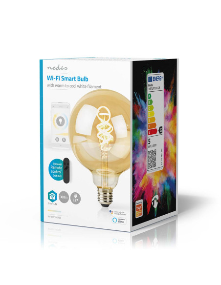 NEDIS LED SmartLife A Intensité Variable Wi-Fi E27 4.9 W Verre Globe Connecté