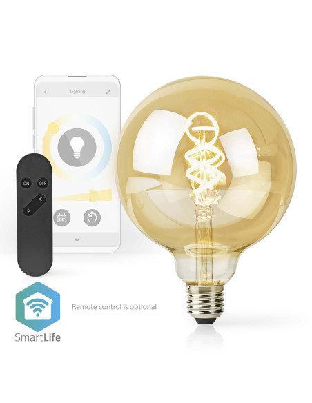 NEDIS LED SmartLife A Intensité Variable Wi-Fi E27 4.9 W Verre Globe Connecté