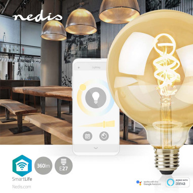 NEDIS LED SmartLife A Intensité Variable Wi-Fi E27 4.9 W Verre Globe Connecté
