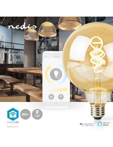 NEDIS LED SmartLife A Intensité Variable Wi-Fi E27 4.9 W Verre Globe Connecté