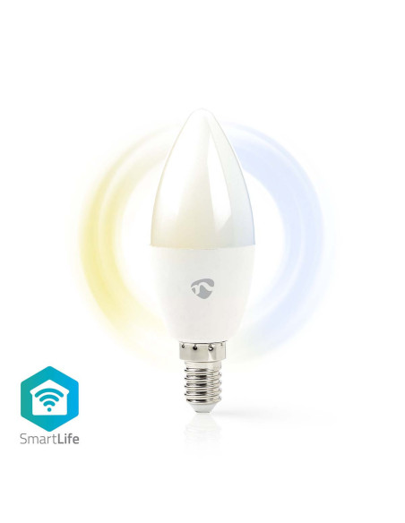 NEDIS Ampoule Bougie SmartLife Android IOS Wi-Fi  E14 Blanc Chaud A Frais 4.9 W