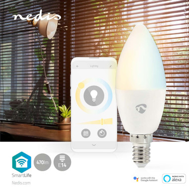 NEDIS Ampoule Bougie SmartLife Android IOS Wi-Fi  E14 Blanc Chaud A Frais 4.9 W