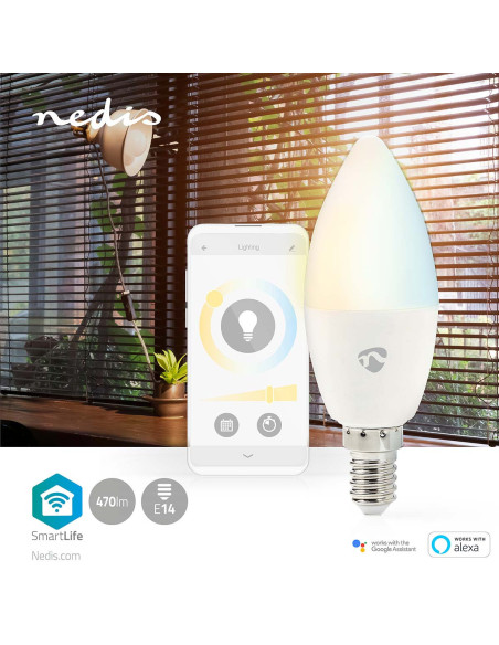 NEDIS Ampoule Bougie SmartLife Android IOS Wi-Fi  E14 Blanc Chaud A Frais 4.9 W