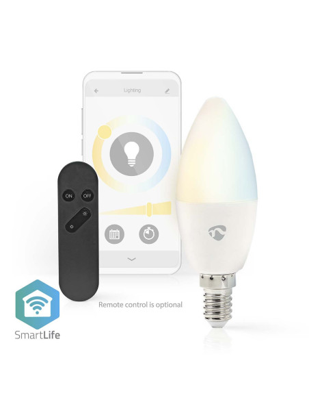 NEDIS Ampoule Bougie SmartLife Android IOS Wi-Fi  E14 Blanc Chaud A Frais 4.9 W