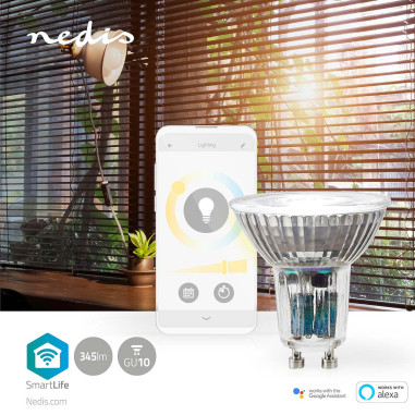 NEDIS Spot LED SmartLife Wi-Fi  GU10 4.9 W Blanc Chaud a Frais Plug &Play