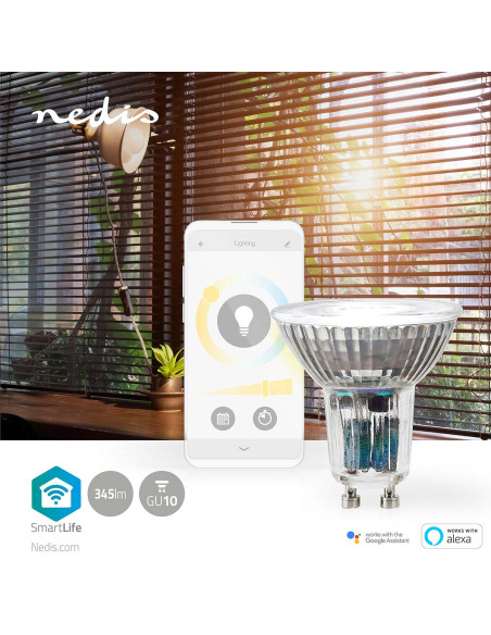 NEDIS Spot LED SmartLife Wi-Fi  GU10 4.9 W Blanc Chaud a Frais Plug &Play