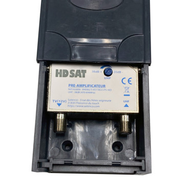 HDSAT Kit Preamplificateur de Mat 5G TNT UHF + Alim 12V 2 Sorties - Gain 38dB Réglable -  Amplificat