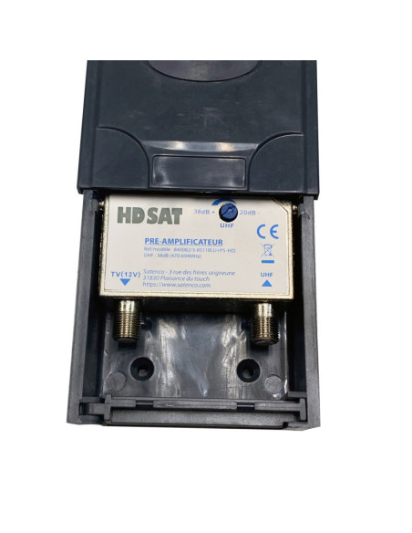 HDSAT Kit Preamplificateur de Mat 5G TNT UHF + Alim 12V 2 Sorties - Gain 38dB Réglable -  Amplificat